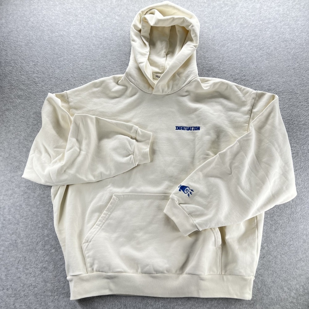 Madhappy Pullover Hoodie Unisex Beige Infatuation Embroidery Cotton French Terry